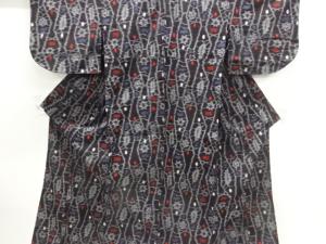 アンティーク　木綿本場久留米絣　花立涌模様単衣着物